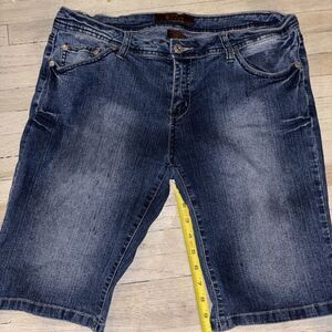 Women’s Bermuda Denim Jean Shorts Size 13 by Sizzle Jeans Dark Wash